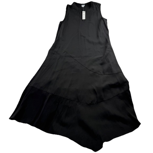 chicos asymmetrical Bias Hem Midi Dress size 2 NWT Black Sleeveless Pockets - Picture 5 of 13